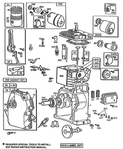 Cylinder,crankcase,cylinder Head Diagram and Parts List for 80202-1780-01  Briggs and Stratton Engine